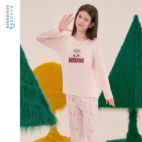 舒雅女童莫代尔家居服套装