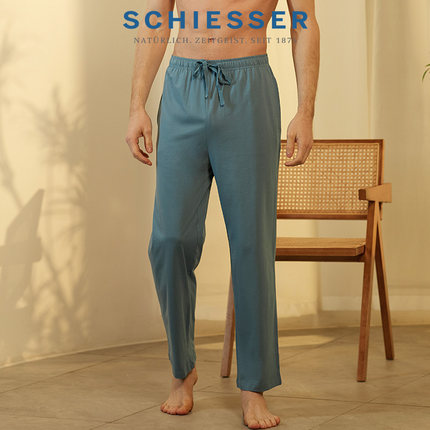 SCHIESSER舒雅男士纯棉柔软亲肤透气睡裤纯色休闲家居长裤22803P