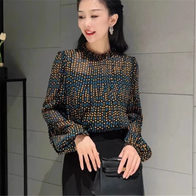 阿玛施正品牌2026秋款新款专柜时尚波点绑带两件套长袖衬衫女