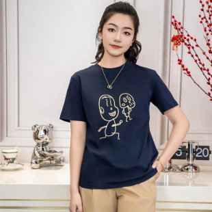 阿玛施正品牌女装2026夏季新款圆领卡通印花短袖T恤衫1300356