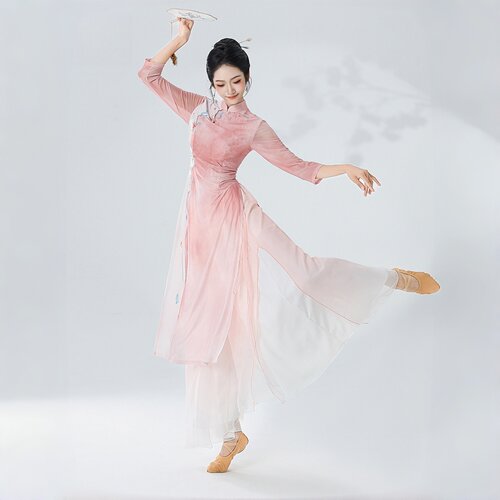 古典舞女飘逸修身改良旗袍练功服