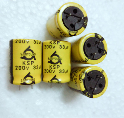 进口韩国三莹 无极音频 电解电容 200V33UF 33UF200V 体积：18*25