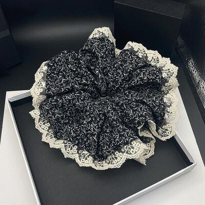 复古蕾丝田园风碎花大号发圈