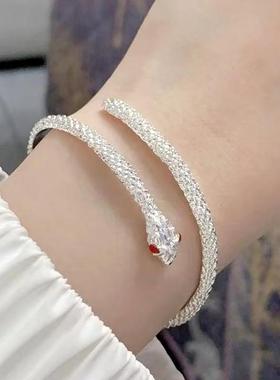 银色灵蛇手镯ins简约百搭高级