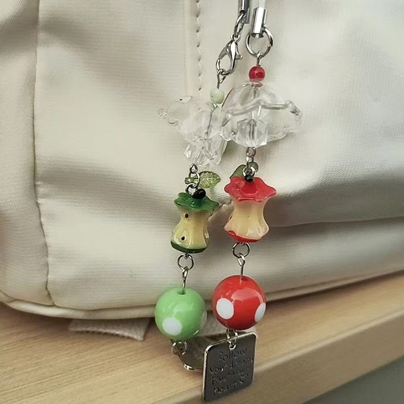 【苹果挂件】手作手机链串珠挂件