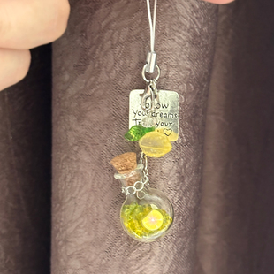 柠檬瓶幸运挂件钥匙扣挂饰小清新手机链手作串珠书包背包挂绳礼物