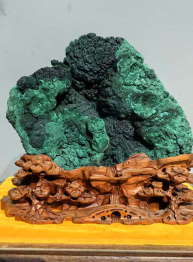 天然孔雀石原石奇石摆件矿物晶体观赏石自然石客厅办公室桌面装饰