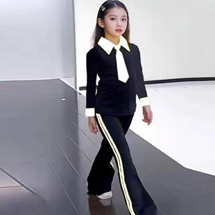 儿童t台走秀潮服模特形体训练服套装春季新款男女童模练功演出服