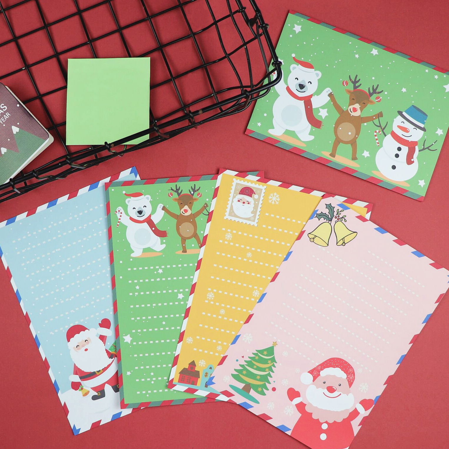 可爱圣诞节信纸信封套装 节日祝福小鹿雪人ins告白a5横线彩色稿纸