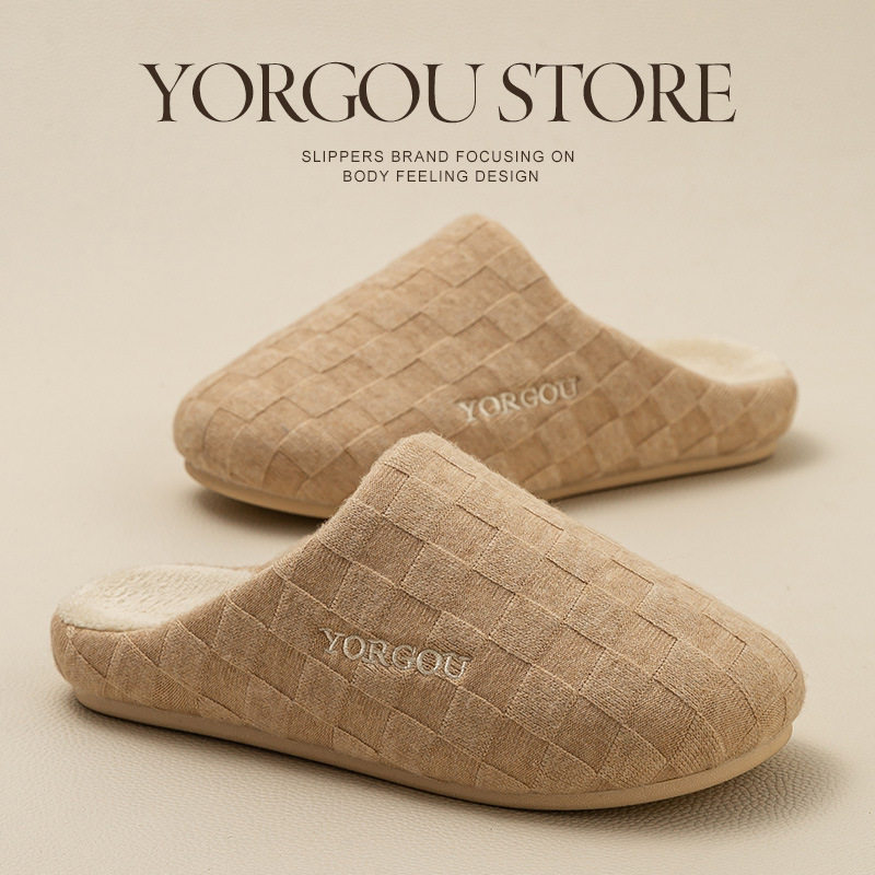 今年流行特惠远港棋盘格棉拖鞋女2025新款秋冬季加绒室内保暖家居