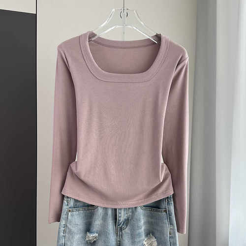 U领长袖显瘦内搭正肩螺纹秋衣