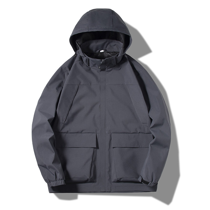 外贸工厂男装 男士新款百搭可拆连帽外套三防户外夹克