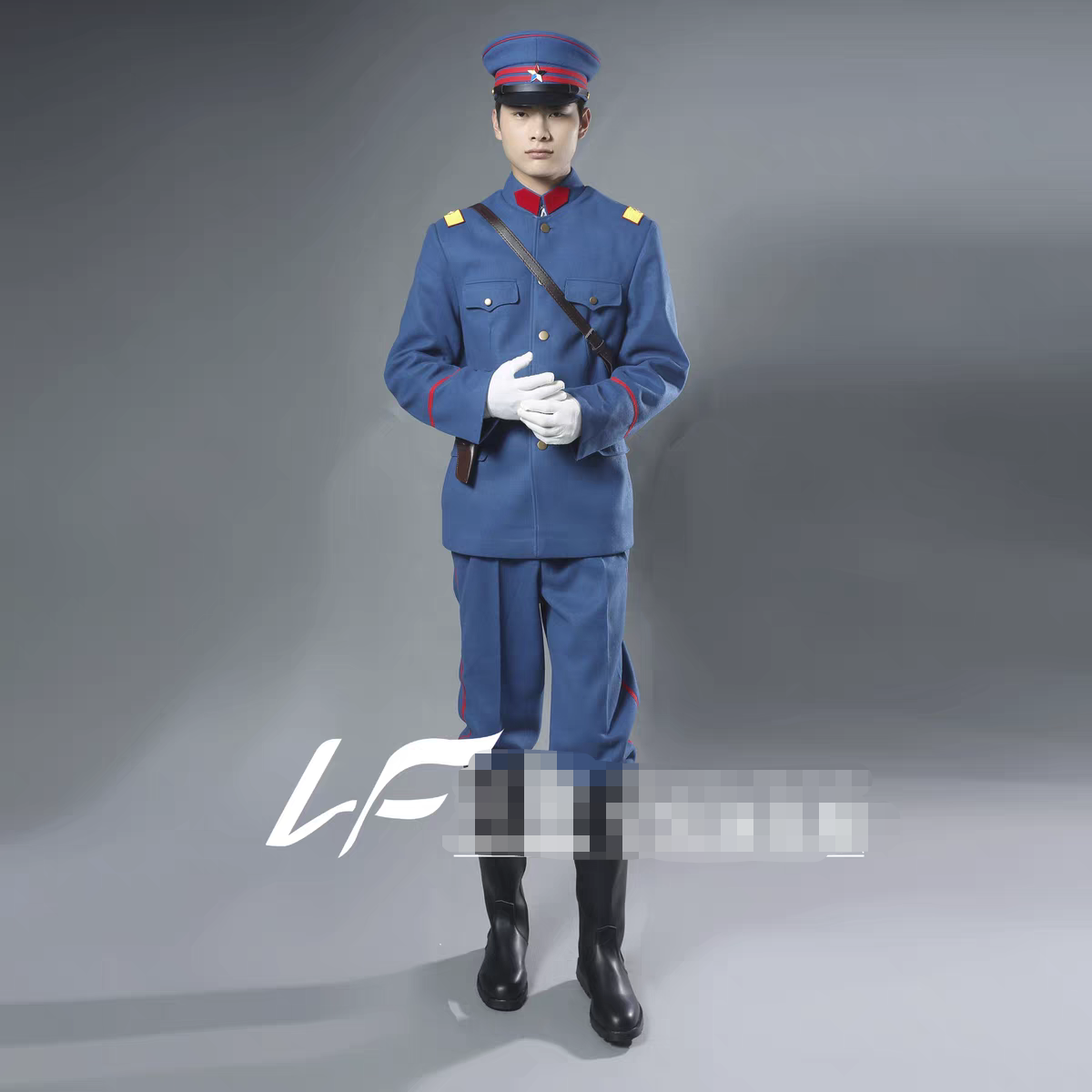 新款北洋军阀蓝色毛呢套装写真剧本杀演绎推理主题婚纱照男款包邮