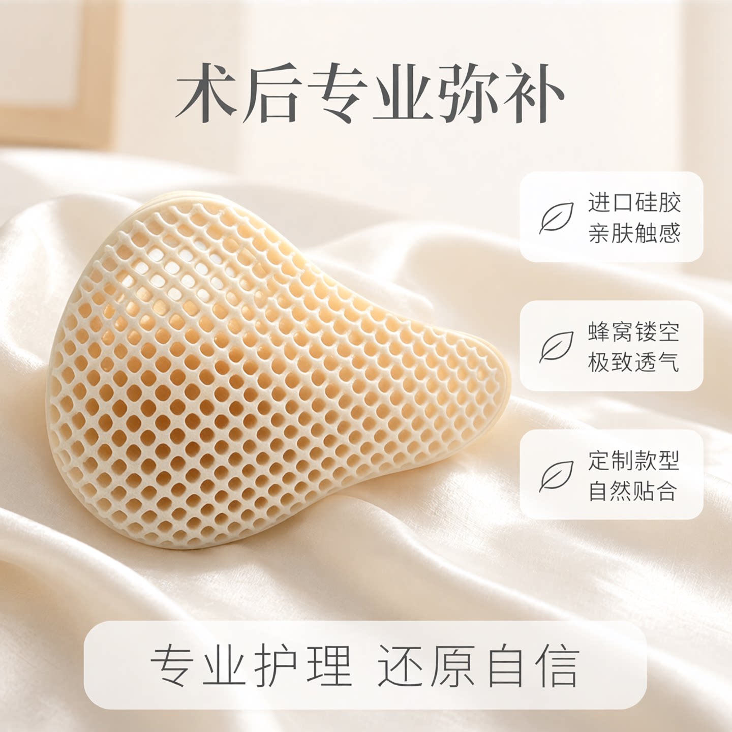 康美奈丽新款腋下弥补加长义乳术后专用假胸乳腺蜂窝镂空透气胸垫