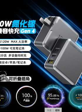 【国标3C认证】LDZM新品四代120W全兼容氮化镓充电器PD100W适用VIVO小米IQOO华为红米OP一加三星真我超级闪充