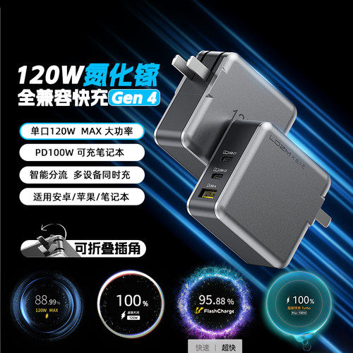 四代120W全兼容三口氮化镓充电器