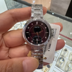 新款GEYA格雅手表女士时尚镶钻石英表贝母表盘装饰表钢带女表6263