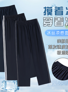 校服裤子藏青色春秋夏季薄款一道杠二条杠藏蓝色初中高中生小学生