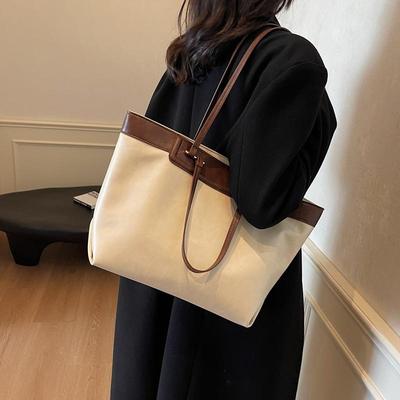 小众设计撞色托特包大容量单肩包