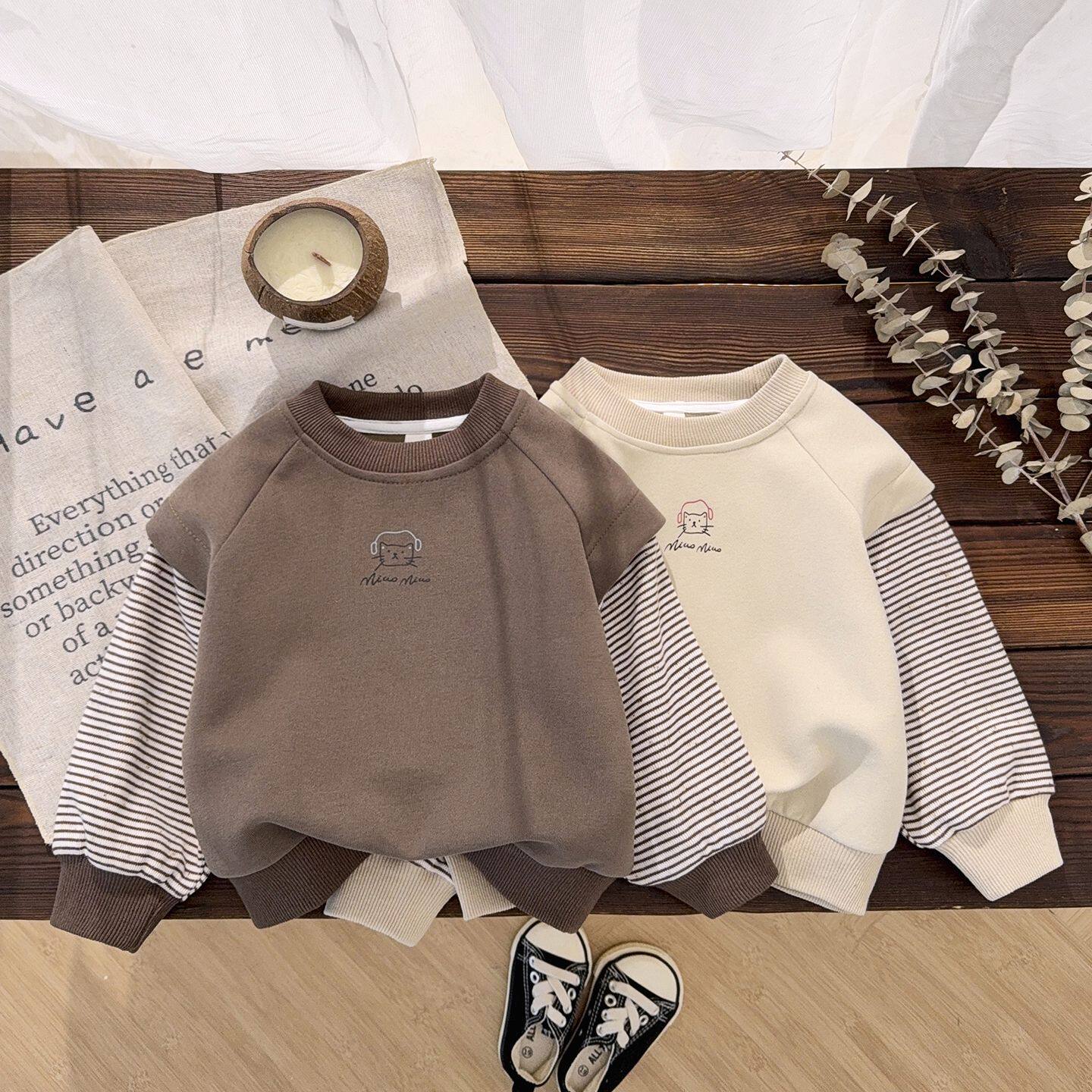 男女童卫衣春秋季新款儿童长袖T恤上衣薄款男女宝宝假两件打底衫