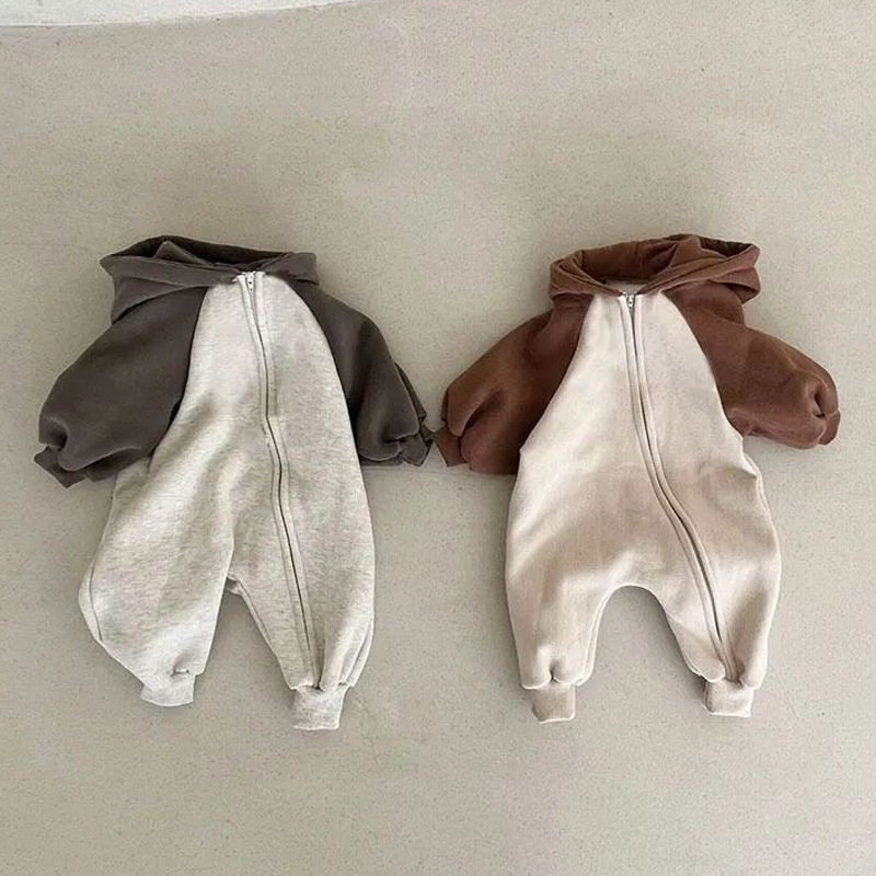 ins婴儿连体衣秋季连帽卫
