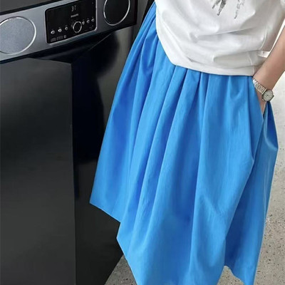 2025秋彩蓝色黑色白色五分花苞裙