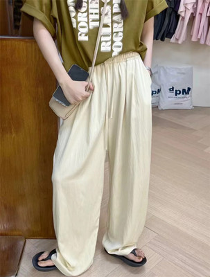 斜纹秋季垂感抽绳长裤子宽松高腰