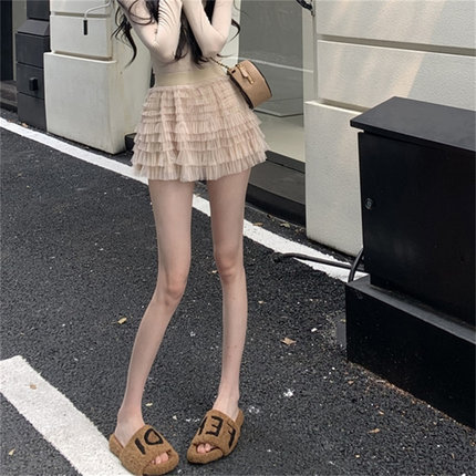 2026春季彩色蛋糕裙短裙半身裙时尚松紧腰高腰宽松A字裙女士显瘦