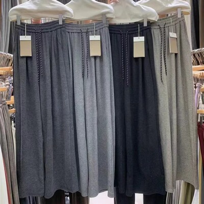 韩版高腰欧货系带拖地裤