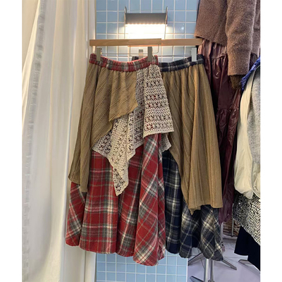 2024秋季格子半身裙中长裙