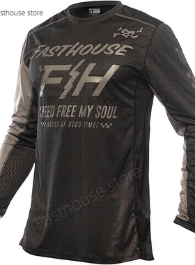 Fasthouse夏季长袖摩托车T恤骑行服速干骑士机车服越野运动山地服