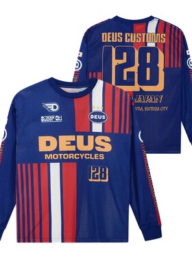 25秋冬新款DEUS长袖摩托车越野服速干T恤透气网眼上衣赛车服骑行