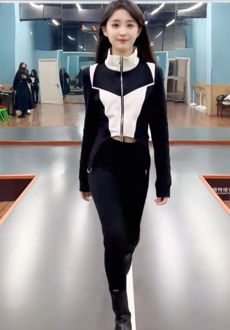 儿童模特训练服女童直筒少儿形体礼仪童模练功服T台走秀潮服秋冬