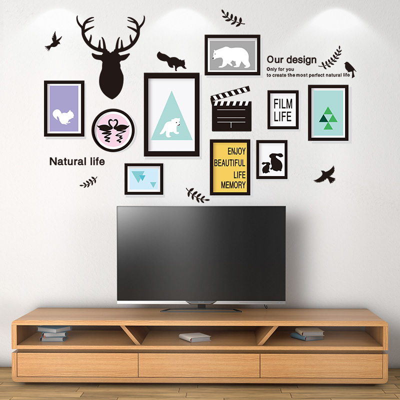 客厅墙面装饰贴纸沙发电视背景墙贴画自粘3D相框房间遮丑补洞墙纸