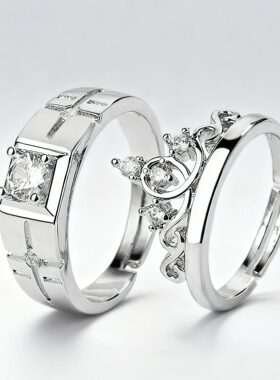 2025新款简约镶钻情侣对戒