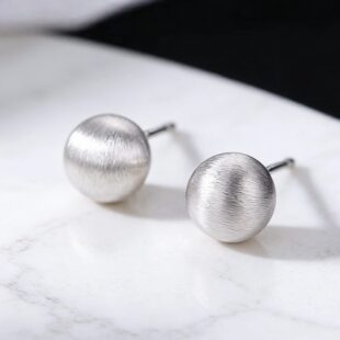 简约拉丝银球耳钉女小众设计感气质百搭通勤耳饰百搭小巧精致耳环