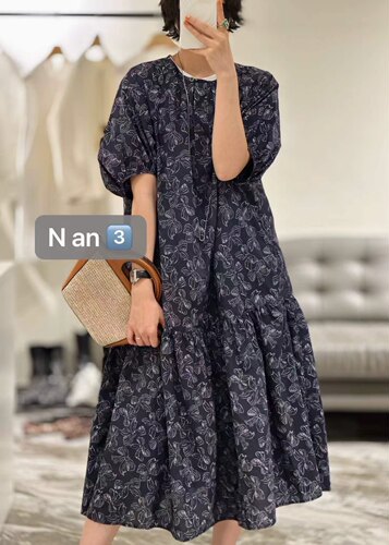法式碎花连衣裙女五分袖宽松显瘦温柔小众气质长裙2026夏季新款