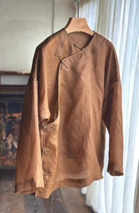 正品 新中式欧根缎桑蚕丝里衬数码印花 盘扣斜襟铜钮扣宽松衬衣女