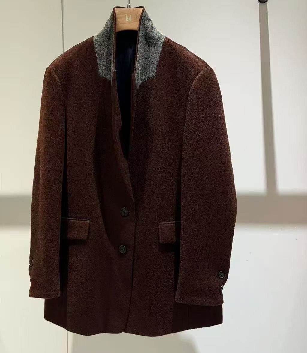 深咖色西装毛呢外套女冬短款2025秋冬春季西服复古英伦风气质大衣
