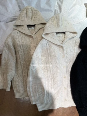 CJZP100%山羊绒加厚款连帽基础款纯色中长款开衫外套 2025秋冬款