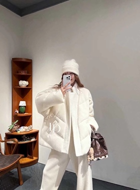 询价私！2025冬季新款 CJZP三色立领山羊绒宽松保暖鹅绒服外套女