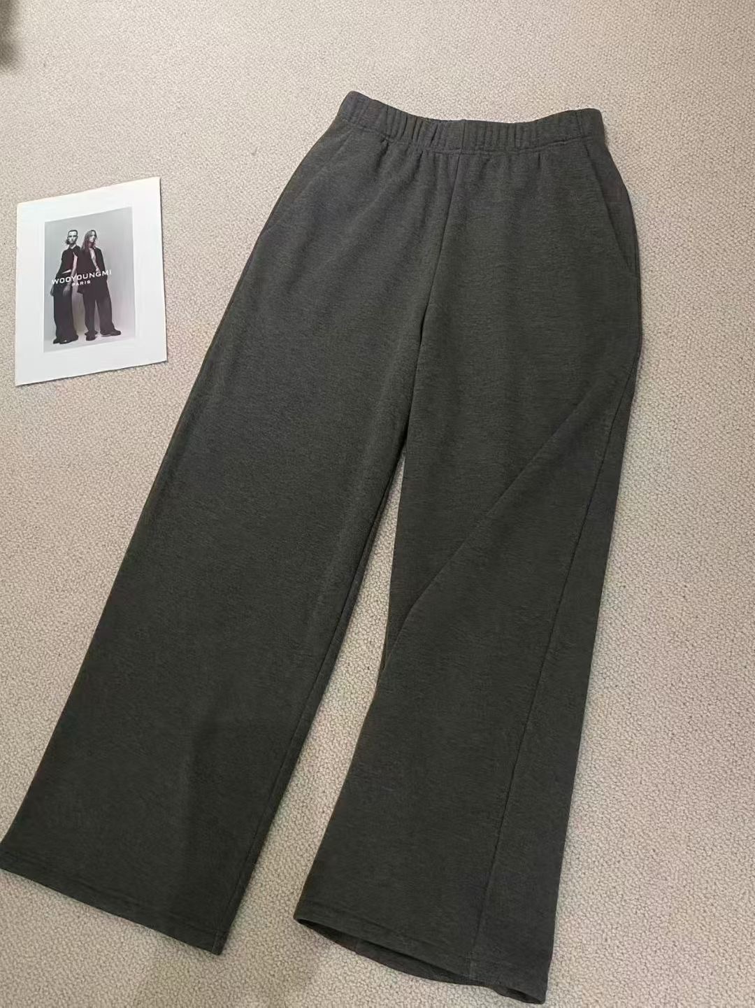 上身版型巨好！加绒保暖休闲裤女冬季松紧腰显瘦垂感直筒阔腿卫裤