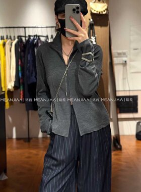 韩系ins风2025初秋新款立领长袖收腰显瘦双拉链修身款三色外套女