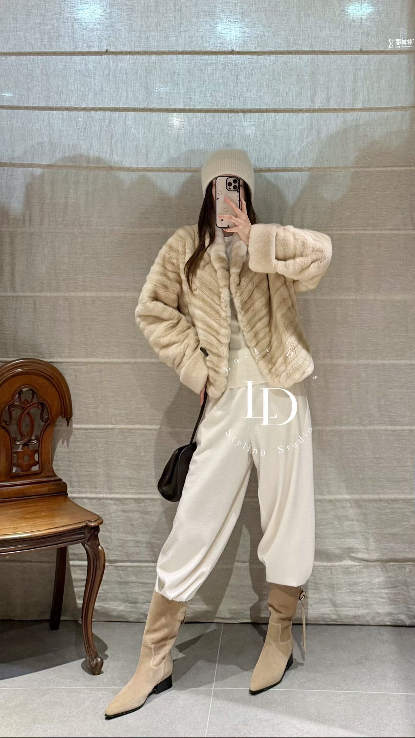 询价私!进口横条水貂短款外套 25秋冬新款气质复古貂皮大衣女