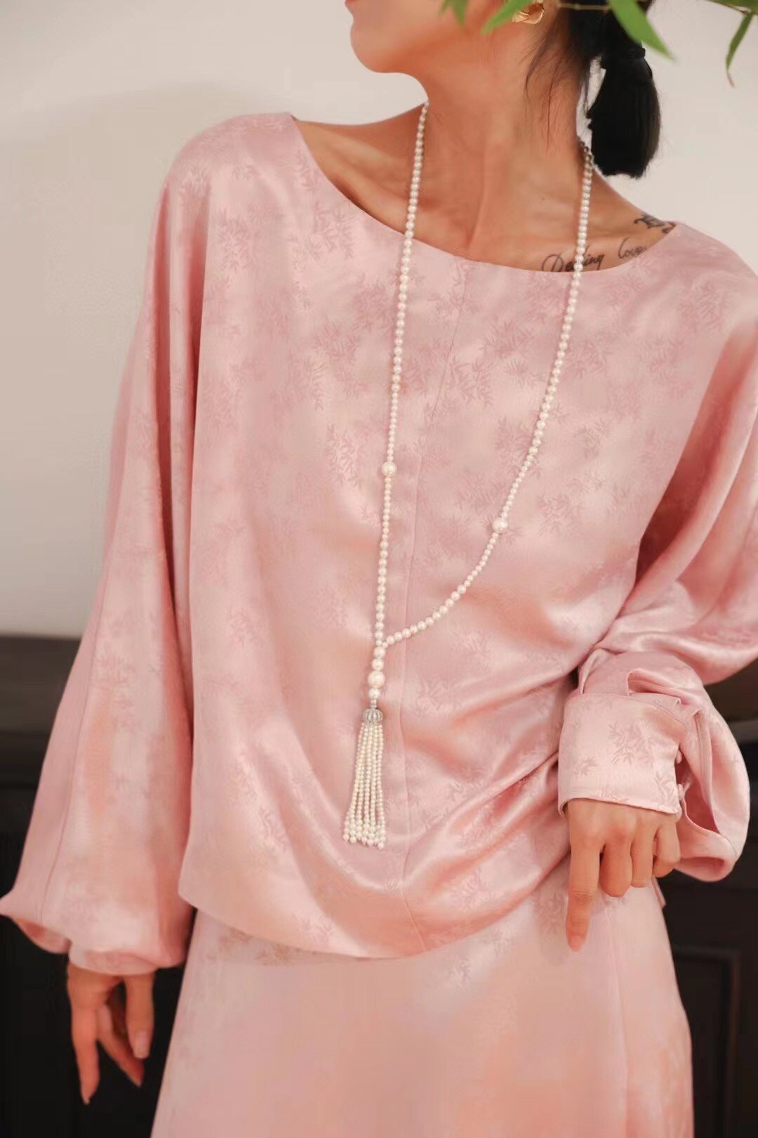 国风国潮设计师高定系列套装 23春夏时尚显瘦醋酸衬衫长裤两件套