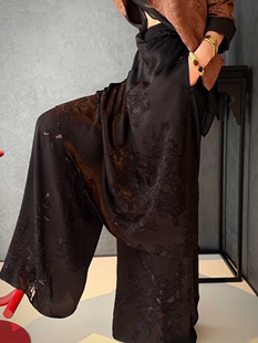 询价私 春夏穿搭改良设计感假两件黑色休闲裤 拼接裤 裙女 新中式