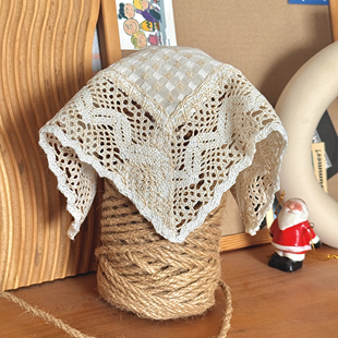 音响小盖巾蕾丝多用小方垫盘垫棉麻布艺家用小家电复古花边布巾