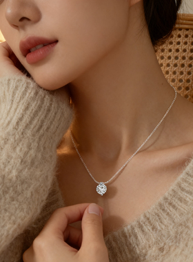 人鱼之泪项链莫桑钻纯银锁骨链