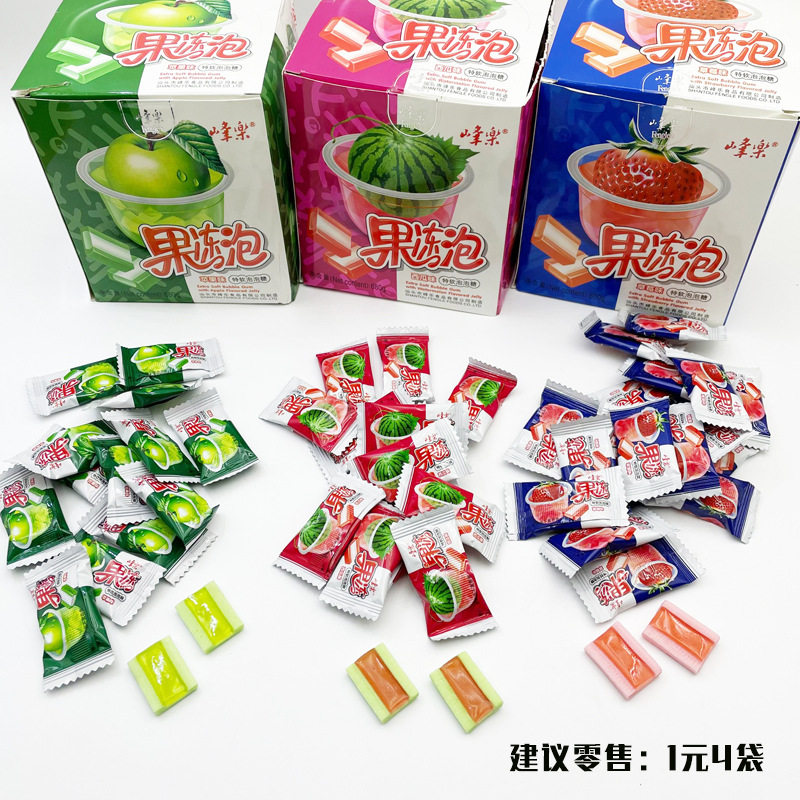 峰乐西瓜果冻泡果冻泡泡糖口香糖小包装多味怀旧食品网红宿舍果味