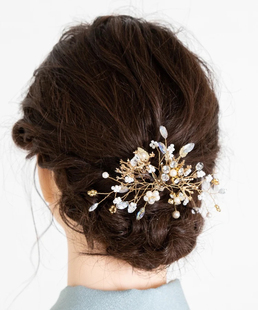 盘发点缀的饰品简约头饰新娘配品水晶发叉编发u型夹发卡子发簪女